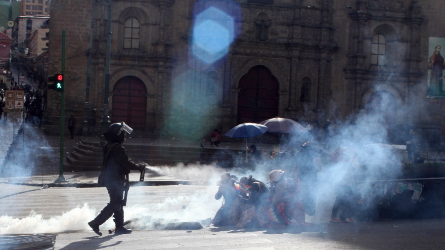Imgen del golpe de Estado a Evo Morales Foto Pablo Aeli