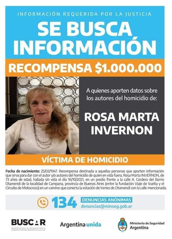 La recompensa y el trabajo de los investigadores no son suficiente para hallar al asesino de la mujer de 73 aos