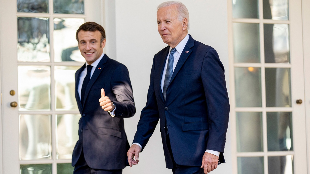 Macron y Biden el jueves durante la visita del presidente francs a Washington Foto AFP