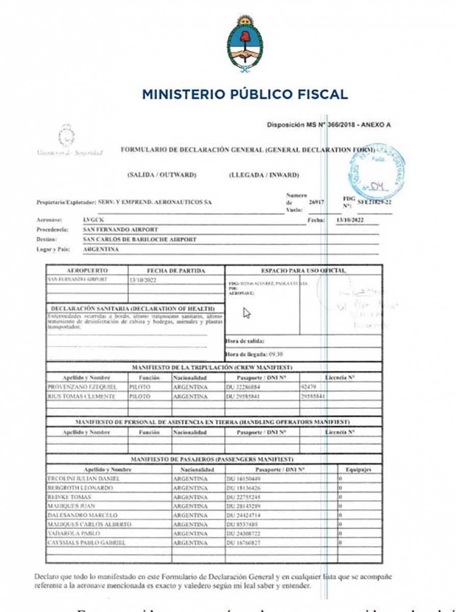 El listado de los participantes en el viaje a Lago Escondido