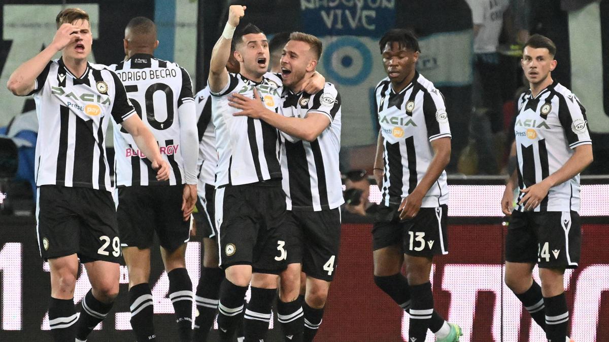 Sandi Lovric festeja su gol para el Udinese Foto AFP
