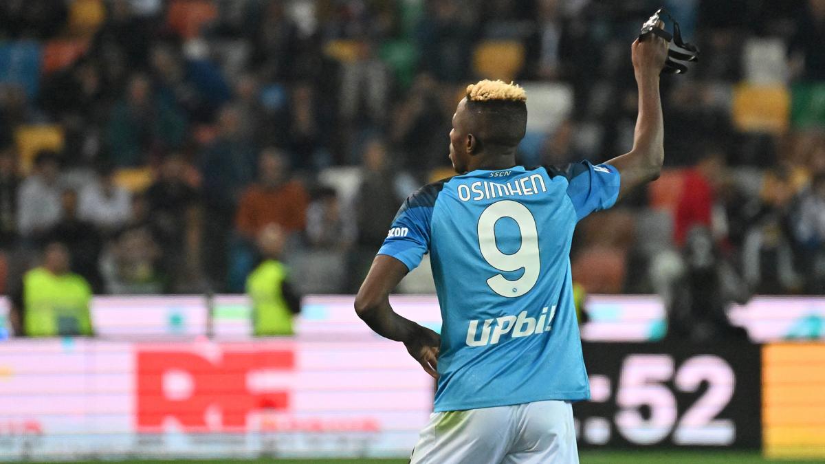 Victor Osimhen autor del gol que le da el empate y el ttulo al Napoli Foto AFP