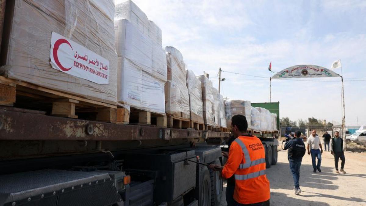 La Franja de Gaza recibi este un cuarto convoy de asistencia a travs del paso de Rafah Foto archivo AFP
