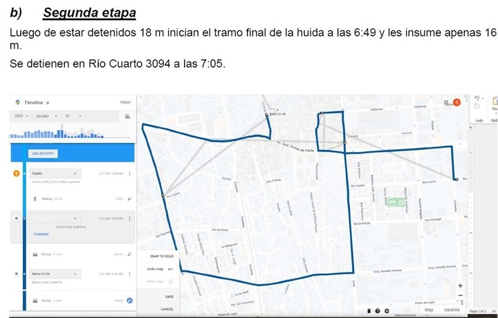 El recorrido de la banda de la viuda negra luego de robarle a Adrián.