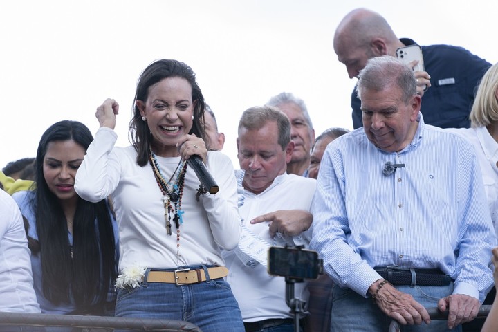 María Corina Machado y Edmundo González, en Caracas. Foto Bloomberg