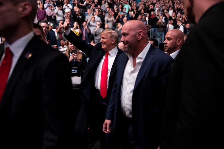 Dana White y Trump en el Madison Square Garden par auna pelea de UFC. Foto AP