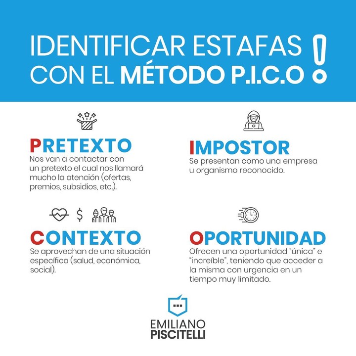 Pretexto, Impostor, Contexto y Oportunidad son cuatro constantes en las estafas.