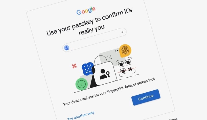 Google también permite usar passkyes. Foto Google
