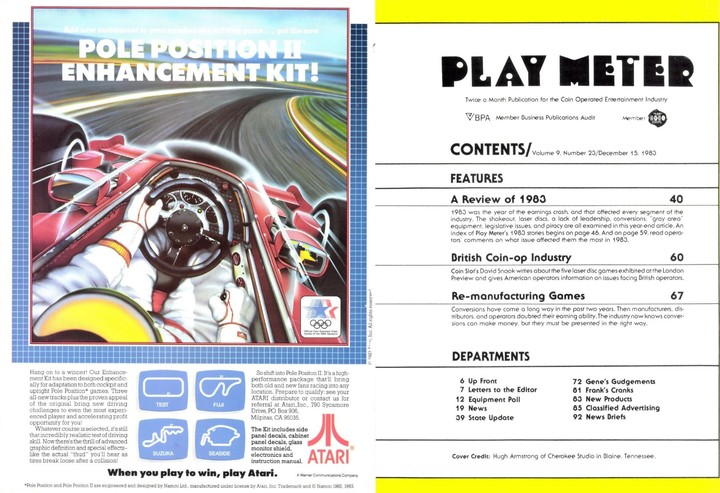 La publicidad en Play Meter de 1983, una revista norteamericana de la industria "coin-op". Imagen: Internet Archive (Video Game history Foundation)