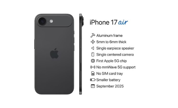 Así será el iPhone 17 Air, según rumores.