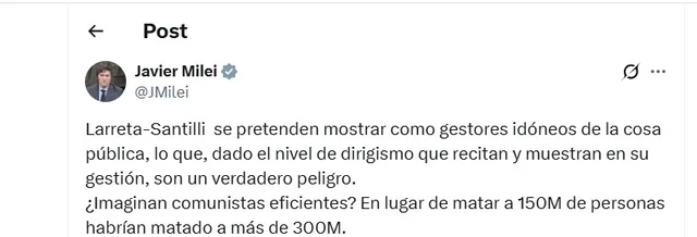 “No hay nadie que no diga que es un corrupto”: el reciente archivo de Javier Milei contra Diego Santilli