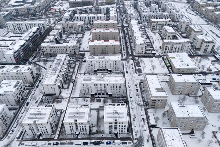 Nieve en Frankfurt. Foto EFE
