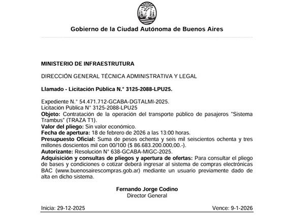 El gobierno porteño licita un trayecto del TramBus de apenas 19 km por $87 mil millones 2 El gobierno porteño licita un trayecto del TramBus de apenas 19 km por $87 mil millones