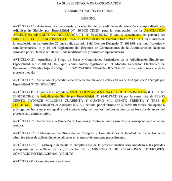 Del ajuste al favor: el ministro "motosierra" que contrató a su mujer por $114 millones 2 Del ajuste al favor: el ministro "motosierra" que contrató a su mujer por $114 millones