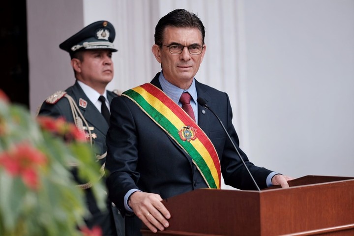El presidente boliviano Rodrigo Paz, este lunes en un acto en Sucre. Foto: EFE  