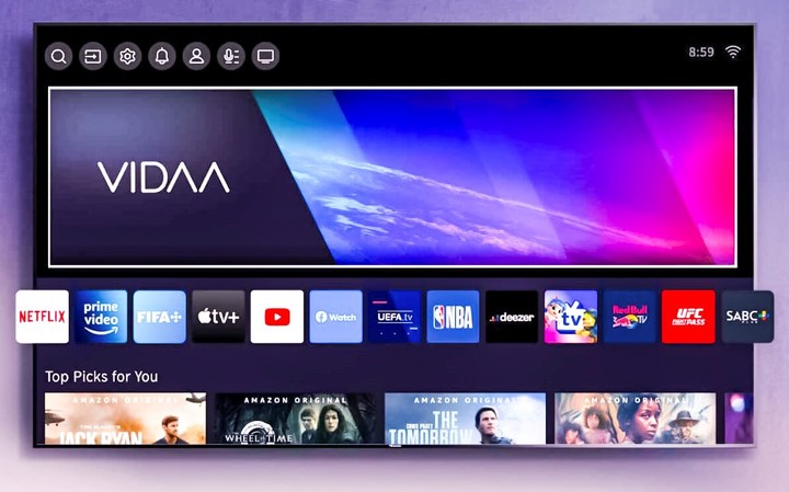 La pantalla de los televisores Hisense con un menú personalizado.