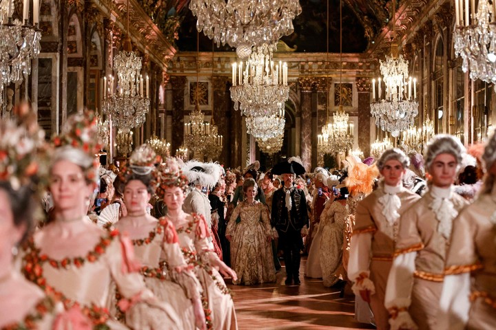 Recreación de la fiesta de casamiento de María Antonieta en Versalles. Foto: Ludovic Marin / AFP
