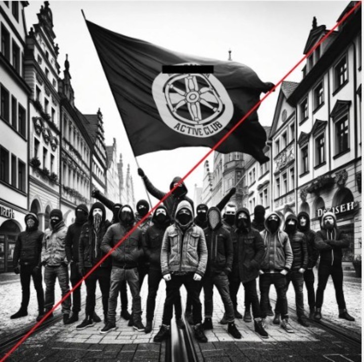 Imagen generada por IA enviada en un canal de Telegram de Active Club. Foto:  Cemas.io